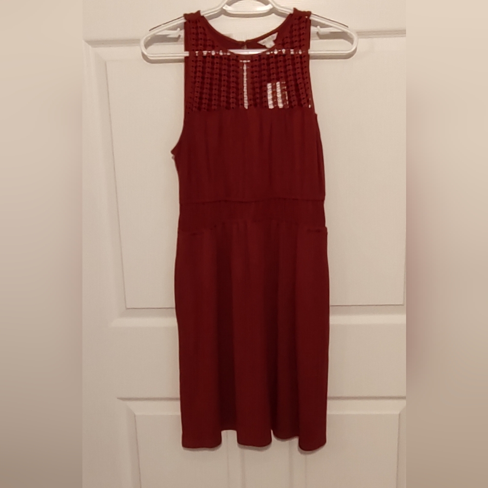 NWT Cato Rusty Brown Sleeveless Sundress with Crochet Detail